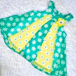 Yellow & Green paneled Dress by Kid's Headquarters Size 5